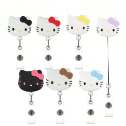 Kawaii Gift Kitty Cat Retractable Badge Reel Sparkling Card Holder Accessories With Keychain For Women Student Office Supplies