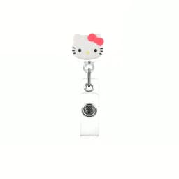 Kawaii Gift Kitty Cat Retractable Badge Reel Sparkling Card Holder Accessories With Keychain For Women Student Office Supplies