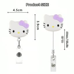 Kawaii Gift Kitty Cat Retractable Badge Reel Sparkling Card Holder Accessories With Keychain For Women Student Office Supplies