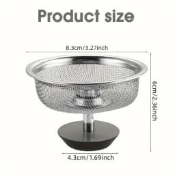 2Set Kitchen Sink Strainer With Handle & Stopper Replacement Drain Basket Stainless Steel Mesh Filter Waste Hole