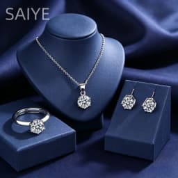Hot Sale 925 Sterling Silver Moissanite Jewelry Set for Women Necklace Earrings Ring Set, Luxury Bridal Wedding Jewelry Gift