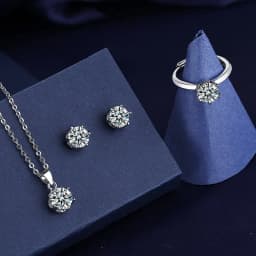 Hot Sale 925 Sterling Silver Moissanite Jewelry Set for Women Necklace Earrings Ring Set, Luxury Bridal Wedding Jewelry Gift