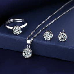 Hot Sale 925 Sterling Silver Moissanite Jewelry Set for Women Necklace Earrings Ring Set, Luxury Bridal Wedding Jewelry Gift
