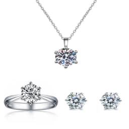 Hot Sale 925 Sterling Silver Moissanite Jewelry Set for Women Necklace Earrings Ring Set, Luxury Bridal Wedding Jewelry Gift
