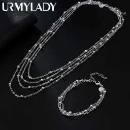 925 Sterling silver Tassel beads Bracelets necklaces for women fashion party wedding accessories jewelry sets gifts