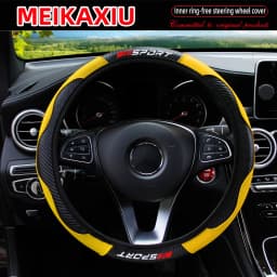 Carbon Fiber Red SPORRT Sports Style Stretchable Car Inner Tube-Free Steering Wheel Cover for Car Interior Accessories for Women