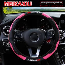 Carbon Fiber Red SPORRT Sports Style Stretchable Car Inner Tube-Free Steering Wheel Cover for Car Interior Accessories for Women