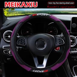 Carbon Fiber Red SPORRT Sports Style Stretchable Car Inner Tube-Free Steering Wheel Cover for Car Interior Accessories for Women
