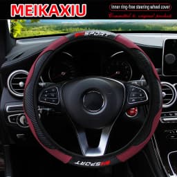 Carbon Fiber Red SPORRT Sports Style Stretchable Car Inner Tube-Free Steering Wheel Cover for Car Interior Accessories for Women