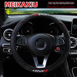 Carbon Fiber Red SPORRT Sports Style Stretchable Car Inner Tube-Free Steering Wheel Cover for Car Interior Accessories for Women