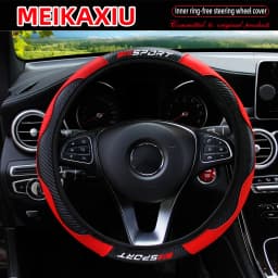 Carbon Fiber Red SPORRT Sports Style Stretchable Car Inner Tube-Free Steering Wheel Cover for Car Interior Accessories for Women