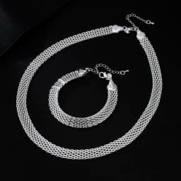 Hot 925 Sterling Silver Creativity Net chain Bracelets necklaces for women fashion designer party wedding jewelry sets gift