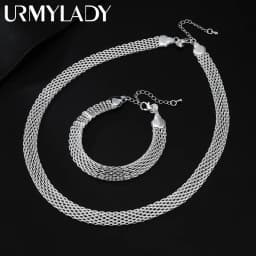 Hot 925 Sterling Silver Creativity Net chain Bracelets necklaces for women fashion designer party wedding jewelry sets gift