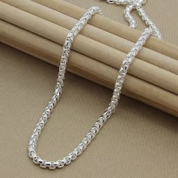 Wholesale 45-60cm 925 Sterling Silver 4mm Round Box Chain Necklace Bracelet Set For Women Men Boy Wedding Engagement Charm