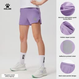 Kelme Women's Fake Two-piece Sports Shorts Anti-exposure Marathon Breathable Shorts Training Fitness Quick-drying Pants