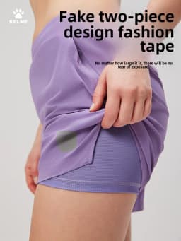 Kelme Women's Fake Two-piece Sports Shorts Anti-exposure Marathon Breathable Shorts Training Fitness Quick-drying Pants