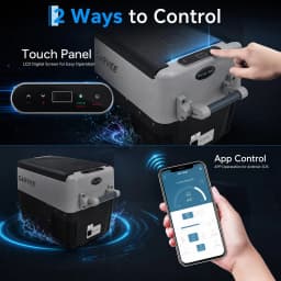 Portable Car Refrigerator 53QT Dual Zone 12V Fridge Freezer With App Control 12/24V DC And 110-240V AC Portable Cooler For Camping Fishing Travel And Home Use