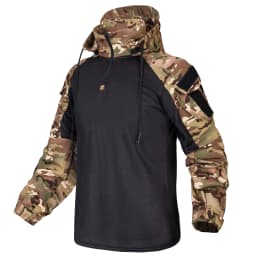 Tactical Shirts Camo Combat T-Shirt Hooded Men Shirt Wear Resistance Airsoft Paintball Camping Hunting Clothes Quick Dry Tops