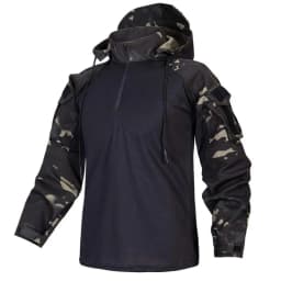 Tactical Shirts Camo Combat T-Shirt Hooded Men Shirt Wear Resistance Airsoft Paintball Camping Hunting Clothes Quick Dry Tops