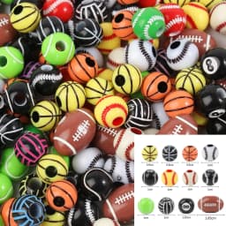 20/50Pcs Sport Basketball Baseball Tennis Beads Spacer Acrylic Beads For Making Bracelet Necklace DIY Craft Jewelry Supplies