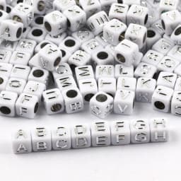 100-500pcs Square White and Black Mixed Letter Acrylic Beads Cube Loose Spacer Alphabet Beads For Jewelry Making Diy Accessories