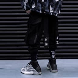 Ribbons Embroidery Tactical Hip Hop Cargo Pants With Big Pockets Men Women Harajuku Punk Techwear Harem Pants