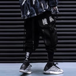 Ribbons Embroidery Tactical Hip Hop Cargo Pants With Big Pockets Men Women Harajuku Punk Techwear Harem Pants