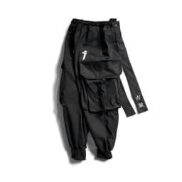 Ribbons Embroidery Tactical Hip Hop Cargo Pants With Big Pockets Men Women Harajuku Punk Techwear Harem Pants