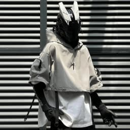 2024 Hip Hop Punk Techwear Short Jacket Hooded Cloak Men Women Multi Pockets Functional Pullover Jacket Street Casual Coat
