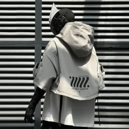 2024 Hip Hop Punk Techwear Short Jacket Hooded Cloak Men Women Multi Pockets Functional Pullover Jacket Street Casual Coat