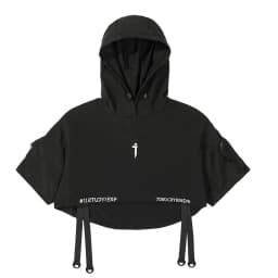2024 Hip Hop Punk Techwear Short Jacket Hooded Cloak Men Women Multi Pockets Functional Pullover Jacket Street Casual Coat