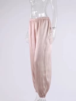 Elegant Pink Crepe Loose Bloomers For Woman Street Chic Pleated Trousers Female Autumn Vintage High Waist Balloon Pants