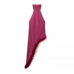 TWOTWINSTYLE Solid Slim Backless Dresses For Women Round Neck Sleeveless High Waist Spliced Feather Irregular Dress Female New