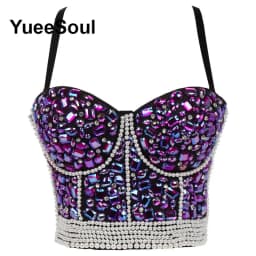 Black Crop Tops 2025 New Y2K Gothic Wedding Party Club High Street Casual Sexy Tank Top Pearl Sequins Corset Top Women Clothing