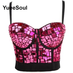 Black Crop Tops 2025 New Y2K Gothic Wedding Party Club High Street Casual Sexy Tank Top Pearl Sequins Corset Top Women Clothing