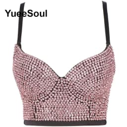 Black Crop Tops 2025 New Y2K Gothic Wedding Party Club High Street Casual Sexy Tank Top Pearl Sequins Corset Top Women Clothing