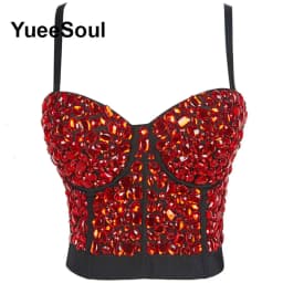 Black Crop Tops 2025 New Y2K Gothic Wedding Party Club High Street Casual Sexy Tank Top Pearl Sequins Corset Top Women Clothing