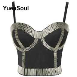 Black Crop Tops 2025 New Y2K Gothic Wedding Party Club High Street Casual Sexy Tank Top Pearl Sequins Corset Top Women Clothing