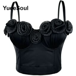 Black Crop Tops 2025 New Y2K Gothic Wedding Party Club High Street Casual Sexy Tank Top Pearl Sequins Corset Top Women Clothing
