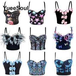 Black Crop Tops 2025 New Y2K Gothic Wedding Party Club High Street Casual Sexy Tank Top Pearl Sequins Corset Top Women Clothing