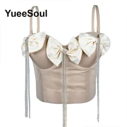 Black Crop Tops 2025 New Y2K Gothic Wedding Party Club High Street Casual Sexy Tank Top Pearl Sequins Corset Top Women Clothing