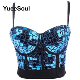 Black Crop Tops 2025 New Y2K Gothic Wedding Party Club High Street Casual Sexy Tank Top Pearl Sequins Corset Top Women Clothing
