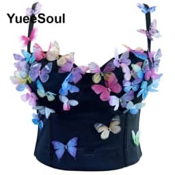 Black Crop Tops 2025 New Y2K Gothic Wedding Party Club High Street Casual Sexy Tank Top Pearl Sequins Corset Top Women Clothing