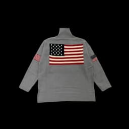 European and American Autumn and Winter Design Sense Flag Print Knit Sweater Casual Loose Round Neck Pullover Sweater