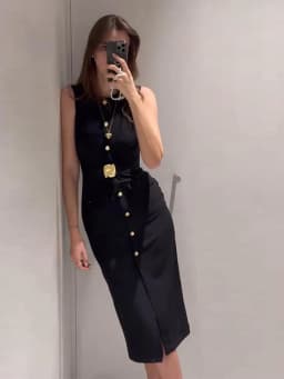 Elegant Single Breasted Tank Dress Women Belts Sleeveless O-neck Slim Solid 2025 Spring Dresses Commute Street Split Lady Robe