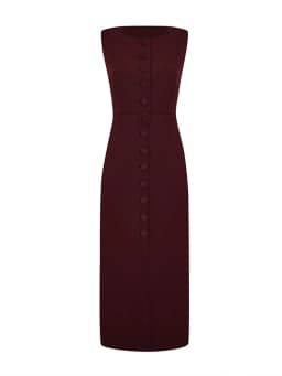 Elegant Single Breasted Tank Dress Women Belts Sleeveless O-neck Slim Solid 2025 Spring Dresses Commute Street Split Lady Robe