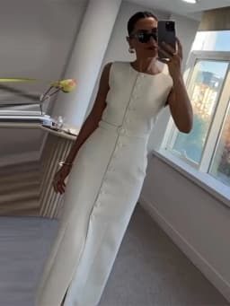 Elegant Single Breasted Tank Dress Women Belts Sleeveless O-neck Slim Solid 2025 Spring Dresses Commute Street Split Lady Robe
