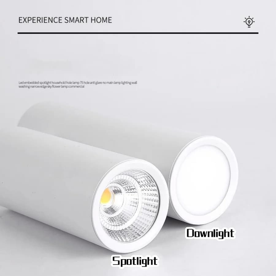 Long Barrel LED Down Light Spotlight Ceiling Light Dimmable COB 12W Surface Mounted Spotlights Living Room Bedroom Shop 85-265V