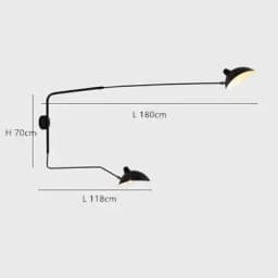 French Design Wall Sconce Lamp Long Arm Led Light with Angle Adjustable for Living Room Bedroom