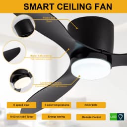 IRALAN Low Floor 52inch Ceiling Fan Modern Bedroom LED Fan Light Dining Living Room Ceiling Lamp Fan Household Electric Fan